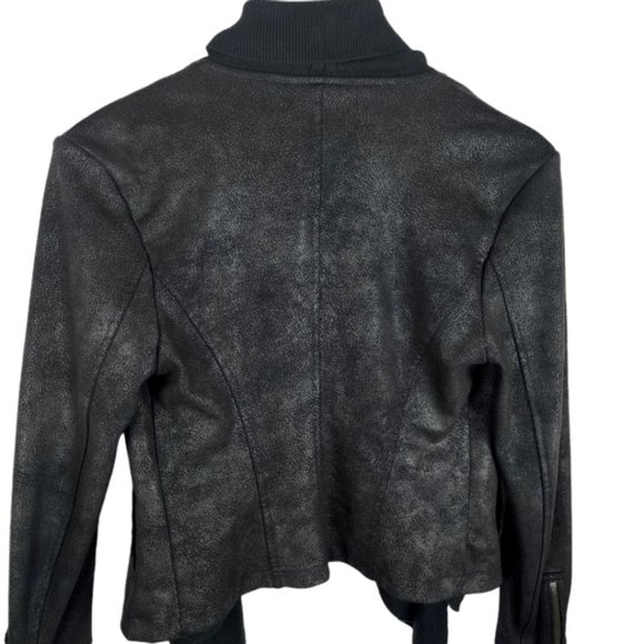 Faux leather draped front moto jacket - Picture 3 of 7